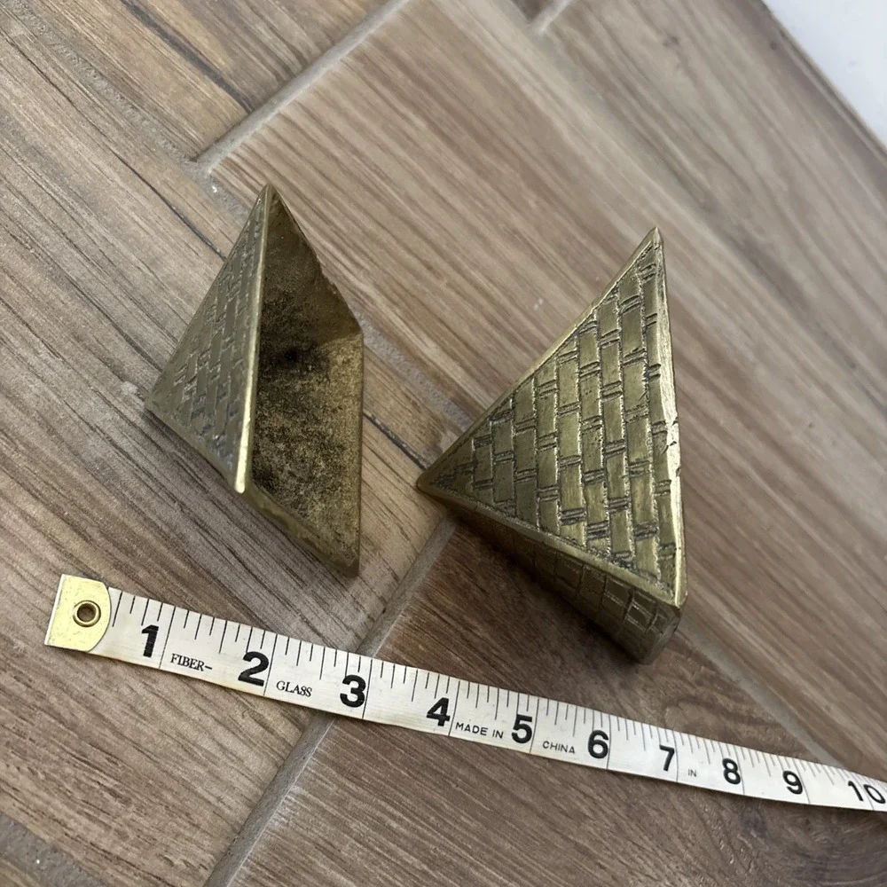 Set Of 2 Egyptian Pyramids Small Cast Brass Metal‎ Nesting Paperweights Vintage